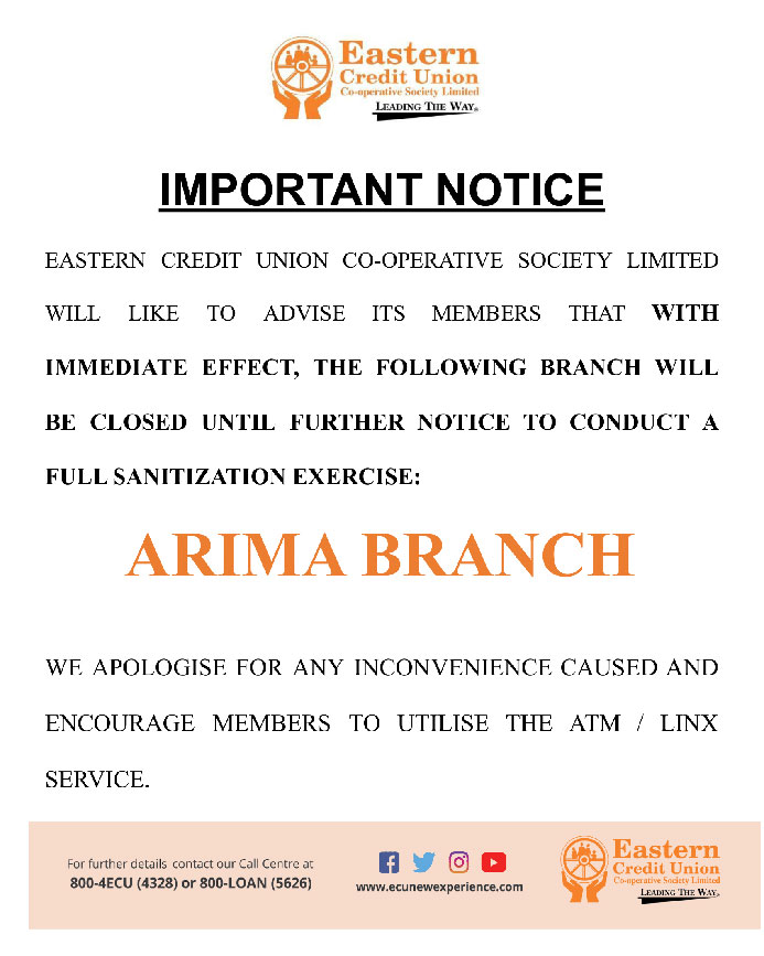 Closure Notice - Arima Branch